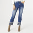 OMG ZoeyZip Bootcut Jeans with Embroidered Bottom - Medium Denim